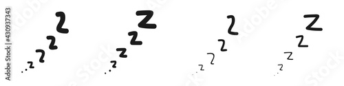 Zzz sleep waves set. Sleep signs hand-drawn isolated on white background Vector illustration photo