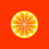 round circle orange slice logo icon on orange background