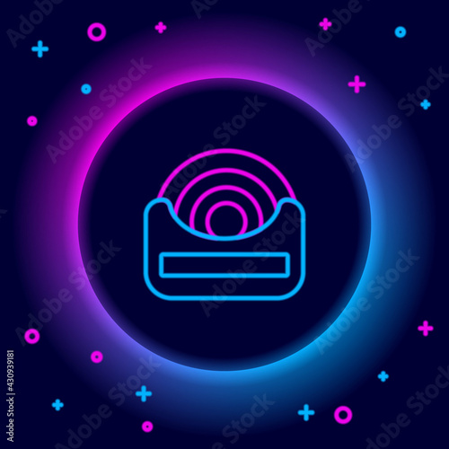 Glowing neon line Dental floss icon isolated on black background. Colorful outline concept. Vector