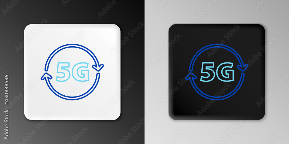 Line 5G new wireless internet wifi connection icon isolated on grey background. Global network high speed connection data rate technology. Colorful outline concept. Vector Line 5G new wireless internet wifi connection icon isolated on grey background. Global network high speed connection data rate technology. Colorful outline concept. Vector