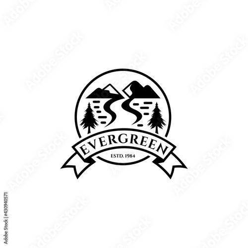 Vintage mountain creek emblem badge logo template ready for use