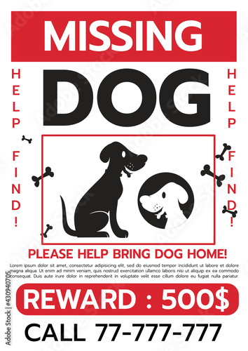 Lost dog poster Vector illustration