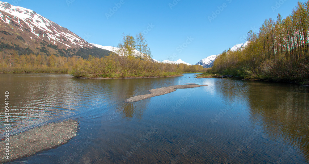 Moose Flats Wetland sandbars in Turnagain Arm near Anchorage Alaska United States