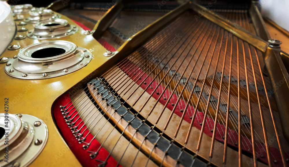 Piano strings close up. piano music Piano strings close up. piano music