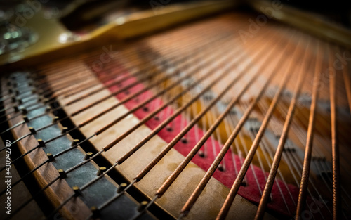 Piano strings close up. piano music