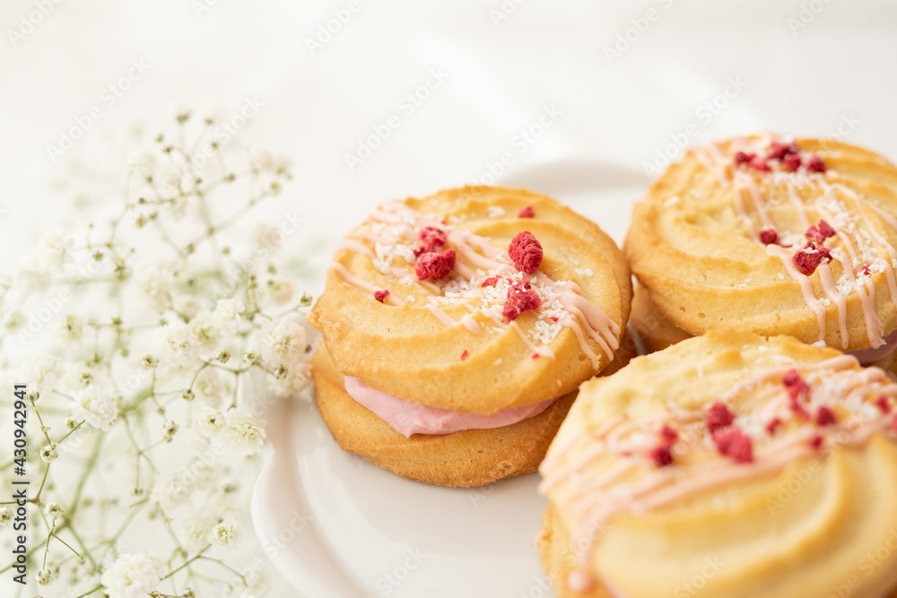 selection of sweet baked cream edible flowers and fruit dessert cakes for mothersday, wedding, birthday, paerty celebration. viola odorata cake. selection of sweet baked cream edible flowers and fruit dessert cakes for mothersday, wedding, birthday, paerty celebration. viola odorata cake.