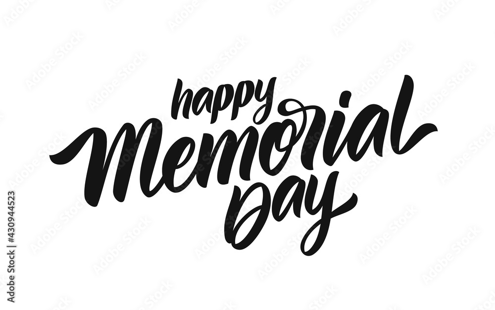 Vector Calligraphic lettering of Happy Memorial Day on white background.