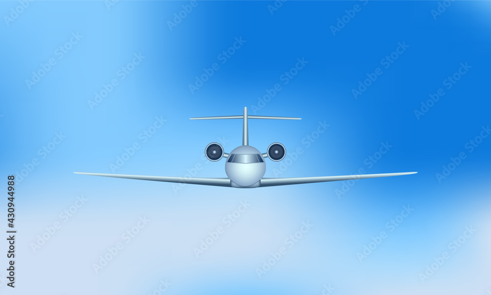 Fototapeta Osobisty lub lekki samolot odrzutowy na błękitnym niebie, ilustracja wektorowa 3d