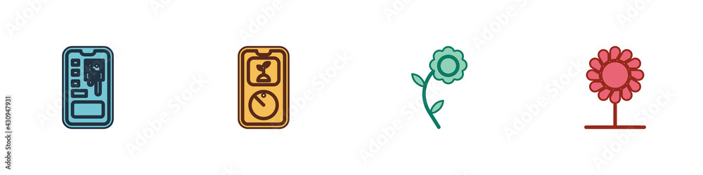 Set Smart control farming system, technology, Flower and icon. Vector Set Smart control farming system, technology, Flower and icon. Vector