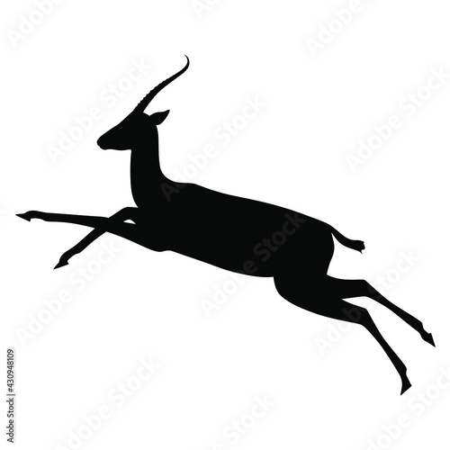 Jumping antelope. Black outline on white background