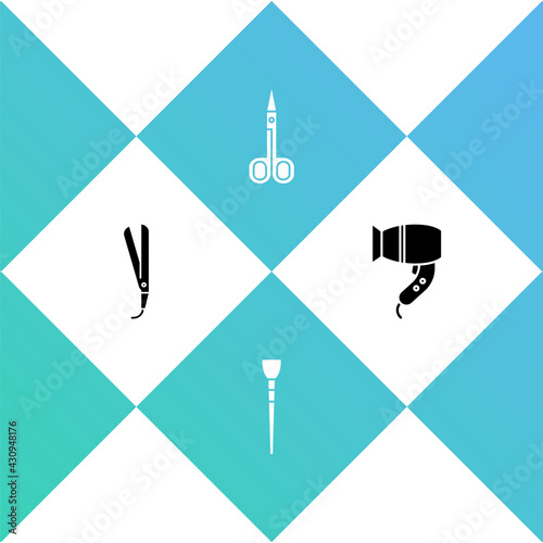 Wallpaper Mural Set Curling iron, Makeup brush, Scissors and Hair dryer icon. Vector Torontodigital.ca