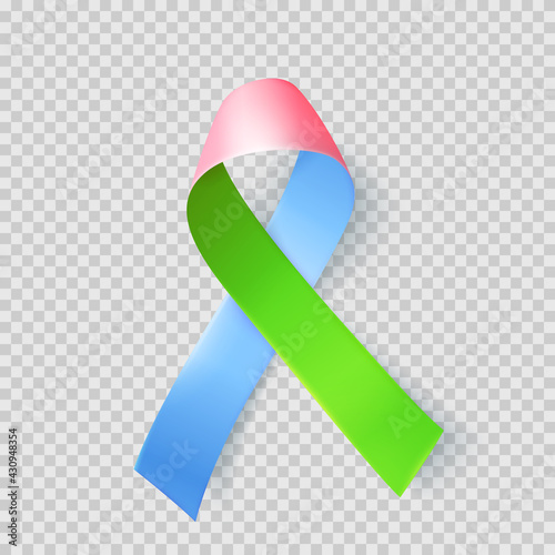 Symbol of rare disease, realistic ribbon. Template for awareness day on 28 february, vector illustration