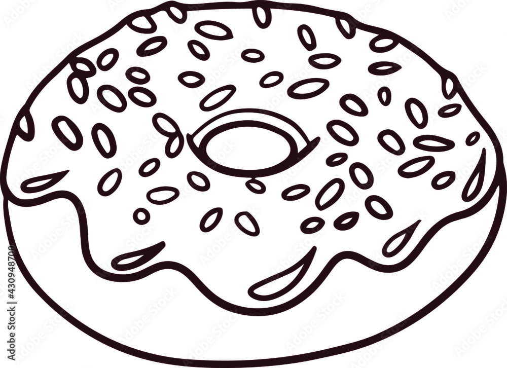 Vector line art illustration of a donut with glazing Stock Vector ...