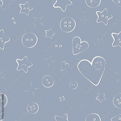 Seamless patern with hearts, stars, buttons