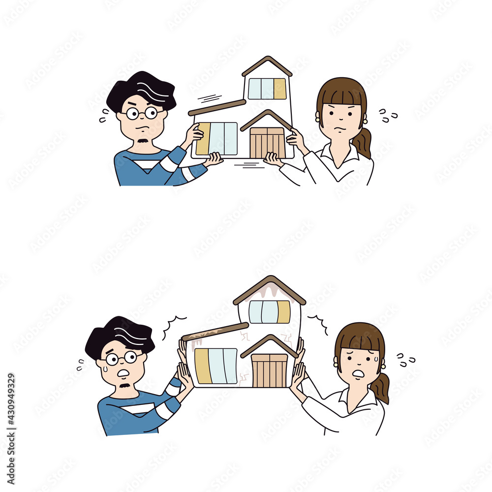 相続した家を取り合う 押し付け合う兄妹トラブル Stock Vector Adobe Stock