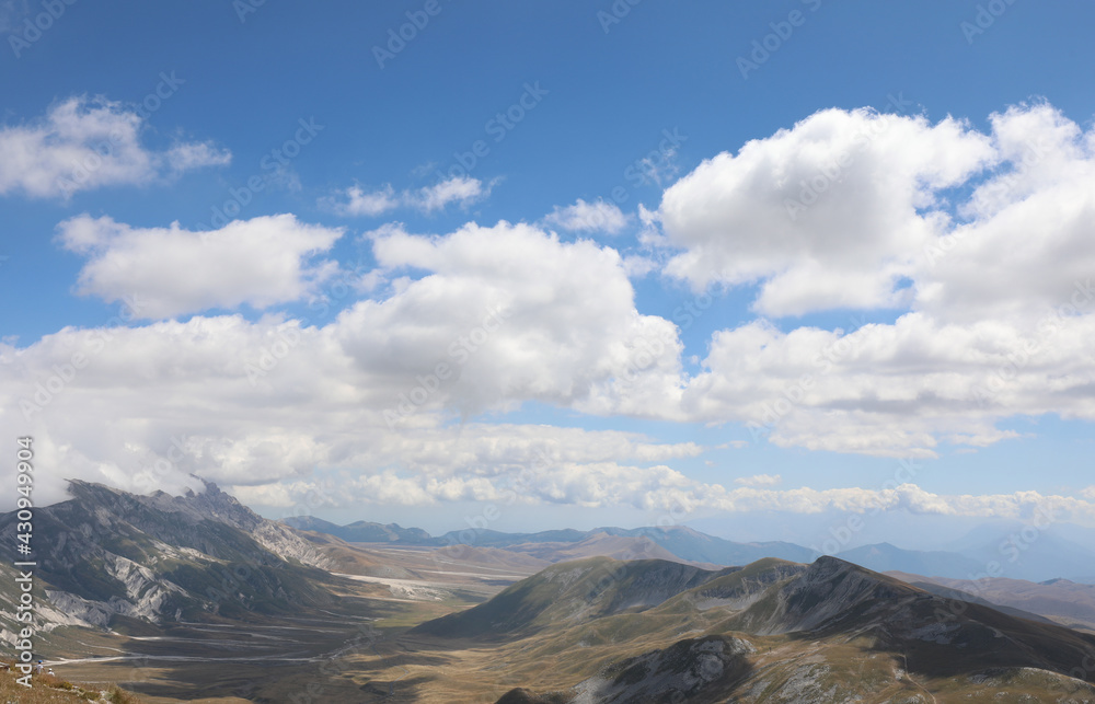 Apennine mountains panorama in Italy in summer and the valley