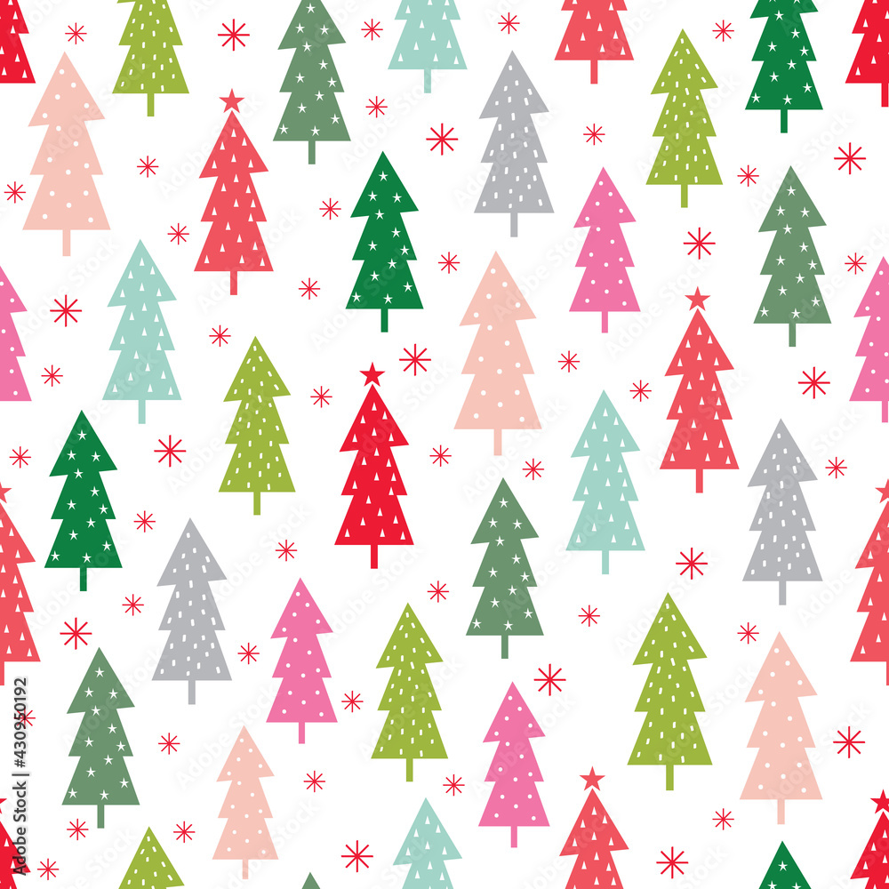 colorful christmas tree seamless pattern design