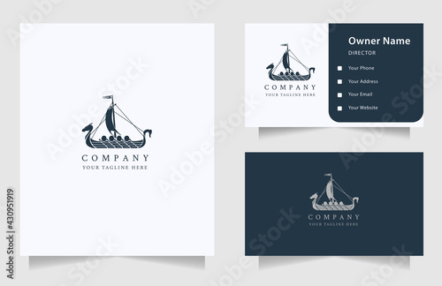 viking sail ship drakkar logotype