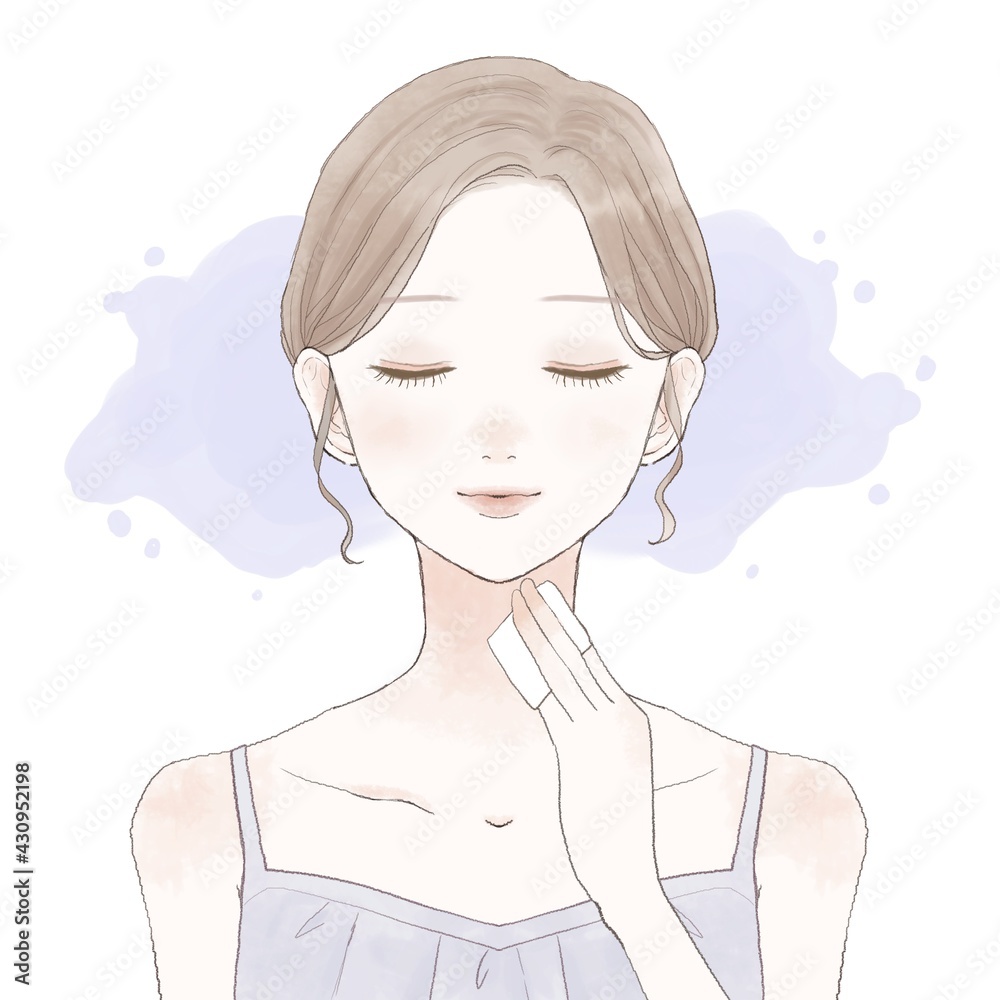 スキンケア　コットン　首　女性