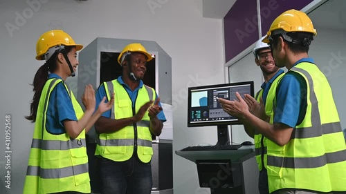 multi ethnicity engineer and workers working