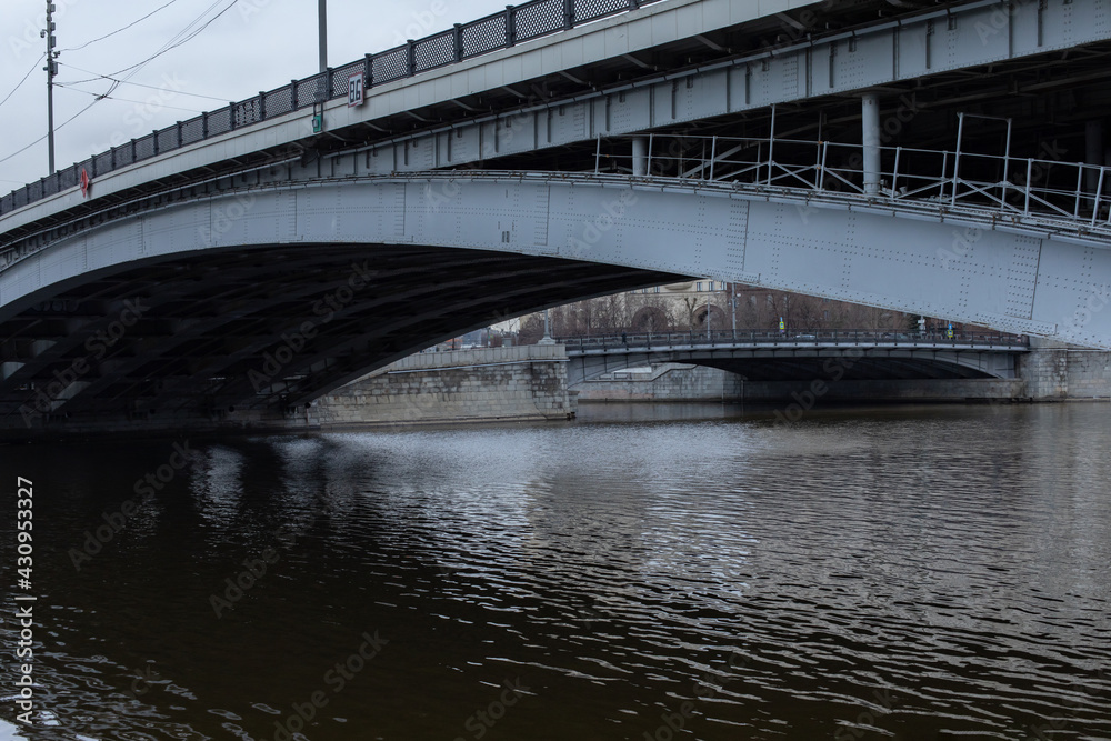 City bridge over the Moscow river, metal structure, details of the bridge City bridge over the Moscow river, metal structure, details of the bridge