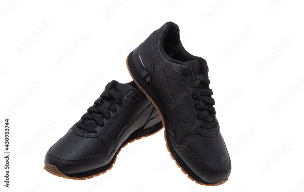 black leather sneakers isolated black leather sneakers isolated