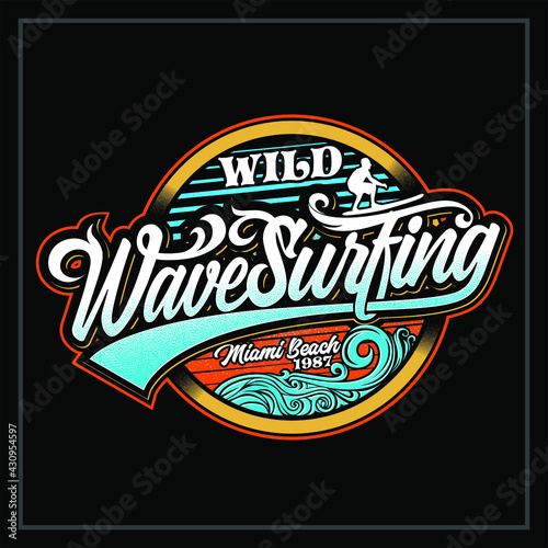 "wild wave surfing" Can be used for digital printing and screen printing