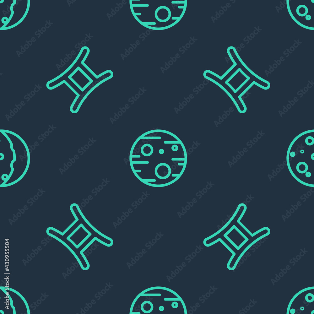 Set line Planet Mars, Gemini zodiac and Eclipse of the sun on seamless pattern. Vector Set line Planet Mars, Gemini zodiac and Eclipse of the sun on seamless pattern. Vector
