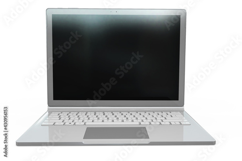 3D Rendering of laptop notebook mock up with white background. technology gadget for hipster background concept. high resolution