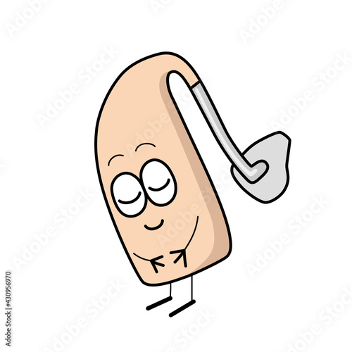 かわいい耳かけ補聴器キャラクターがおじぎをしているイラスト