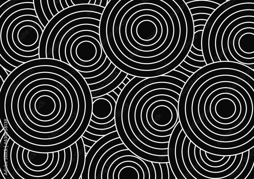 Overlapping circular Circle background. Black and white style pattern Overlapping circular Circle background. Black and white style pattern