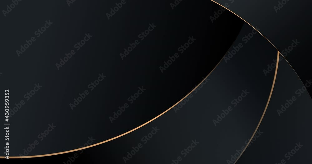 4k Abstract black shine glow and gold luxury animated background.
Modern premium wavy minimal design. Semicircular soft round shapes with golden moves lines. Elegant wavy circular lines illustration