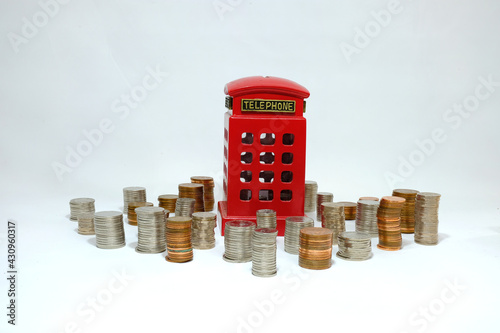 Red phone box money box photo