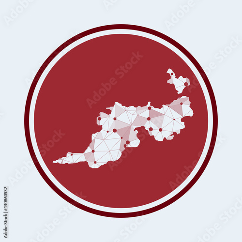 Guana Island icon. Trendy tech logo of the island. Geometric mesh round design. Technology, internet, network, telecommunication concept. Vector illustration.