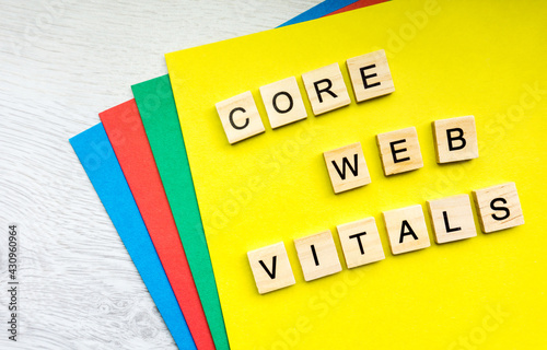 Core Web Vitals sign made with tile letters. SEO term, new ranking signal