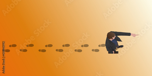 Concept du leadership et de la stratégie d’entreprise, avec un homme qui indique du doigt la direction à suivre.