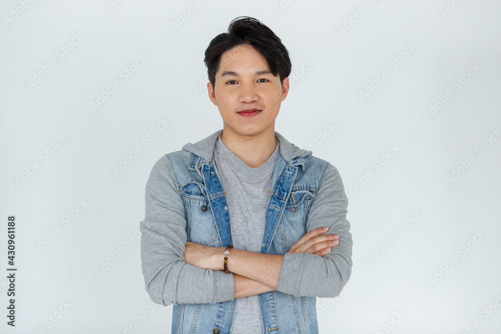 Positive Asian man with crossed arms Positive Asian man with crossed arms