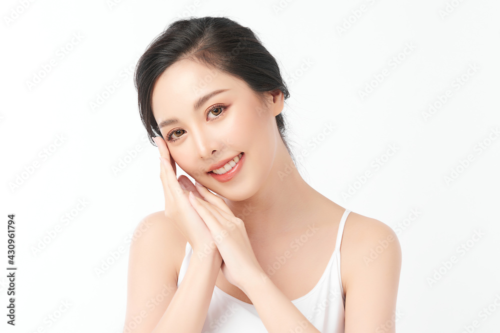 Beautiful young asian woman with clean fresh skin on white background, Face care, Facial treatment, Cosmetology, beauty and spa, Asian women portrait Beautiful young asian woman with clean fresh skin on white background, Face care, Facial treatment, Cosmetology, beauty and spa, Asian women portrait