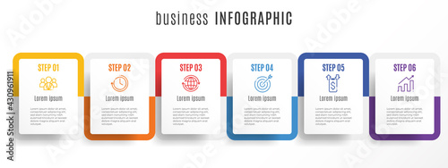 Modern timeline infographic template 6 steps