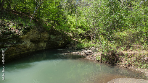 Crack in the rock trail, Van Buren, Arkansas, mountain stream with blue green water