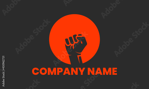 Hand fist strength O letter logo design