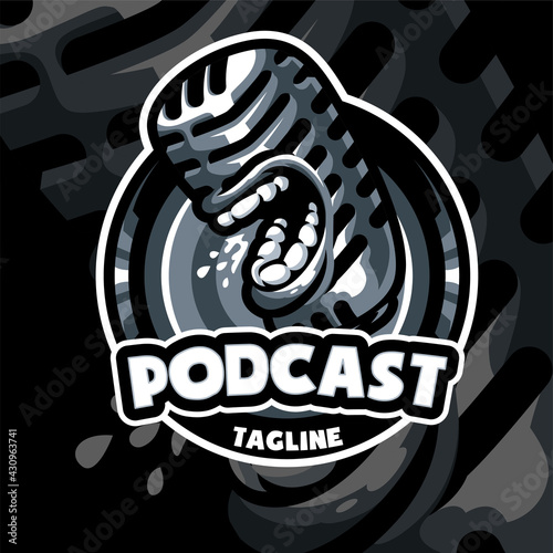 podcast Mascot Logo Template