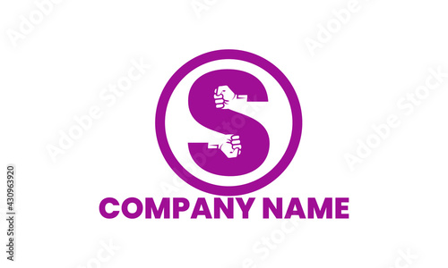 Hand fist strength S letter logo design