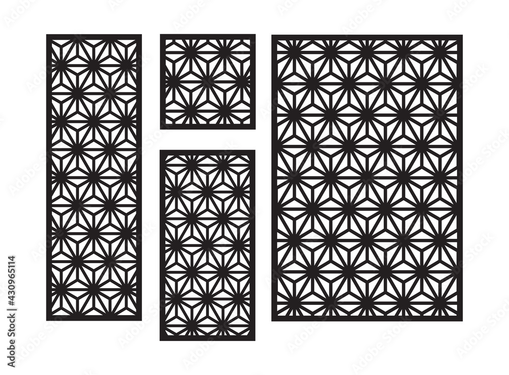 Modern flowers cnc pattern. Decorative panel, screen,wall. Vector cnc panel for laser cutting. Template for interior partition, room divider, privacy fence