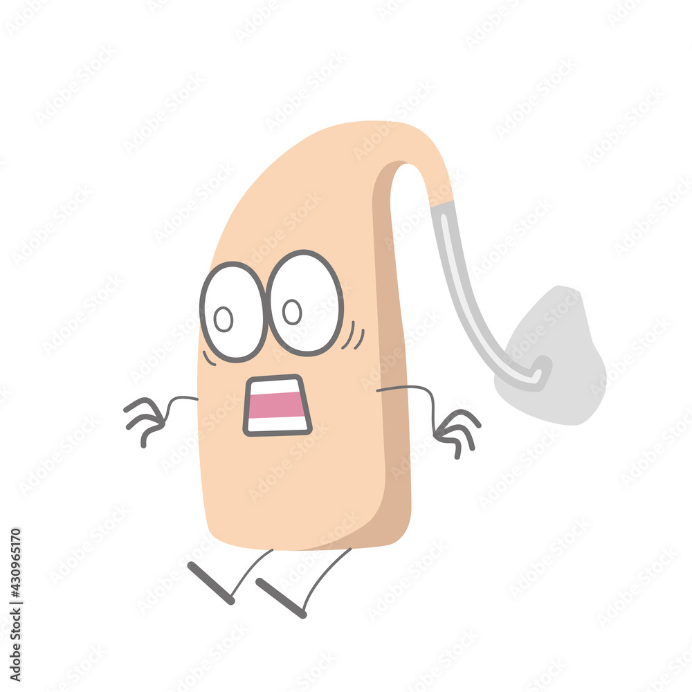 かわいい耳かけ補聴器キャラクターが驚いているイラスト Stock Vector Adobe Stock