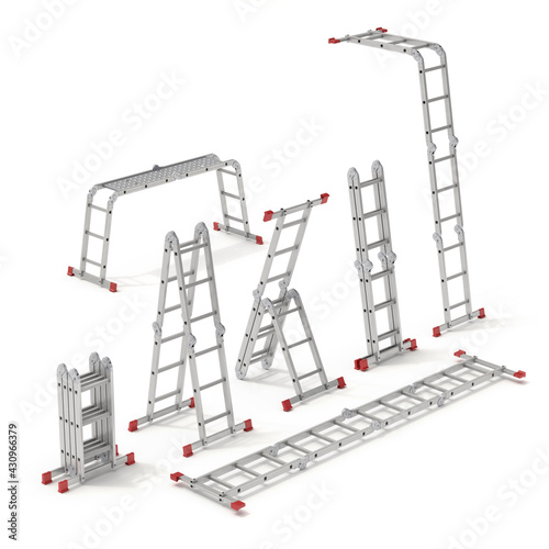 Set of multifunction ladder forms - 3D illustration