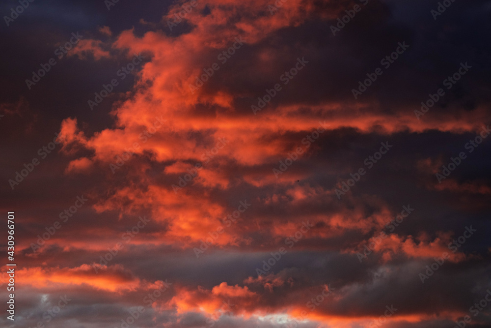 Cloudy sky with sunset light