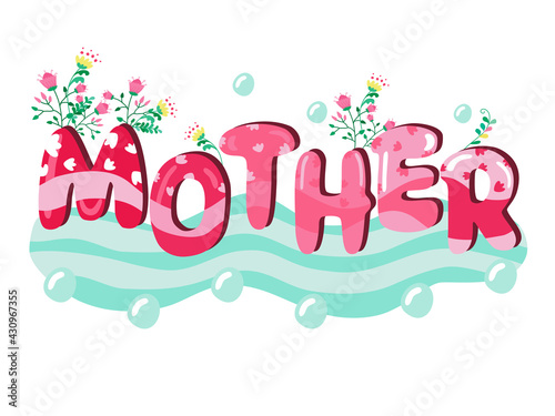 Hand lettering design and illustration (Mother) Doodle style for skinny tumbler, coffee mugs, saucers, digital paper, logos, cloth bags, t-shirt designs, printed fabrics, digital, key chains, gifts