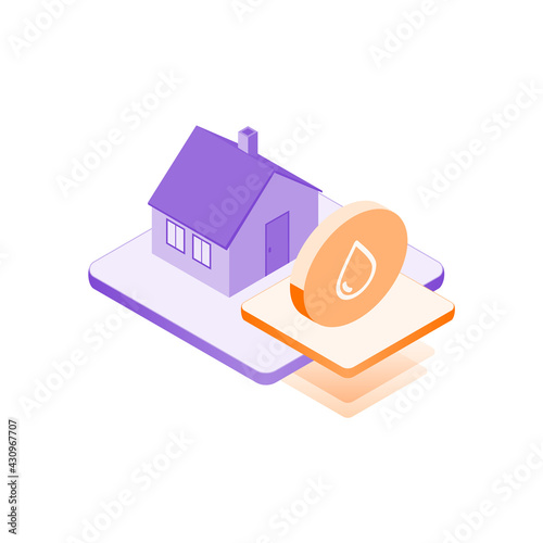 Icon smart home moisture sensor, isometric design infographic