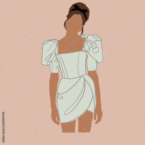 Illustration of a silhouette of a girl in a dress